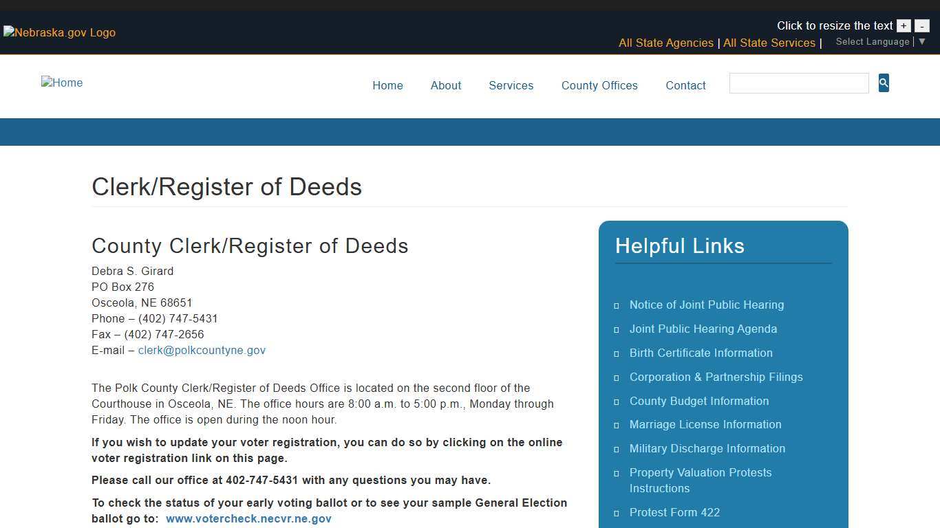 Clerk/Register of Deeds Polk County