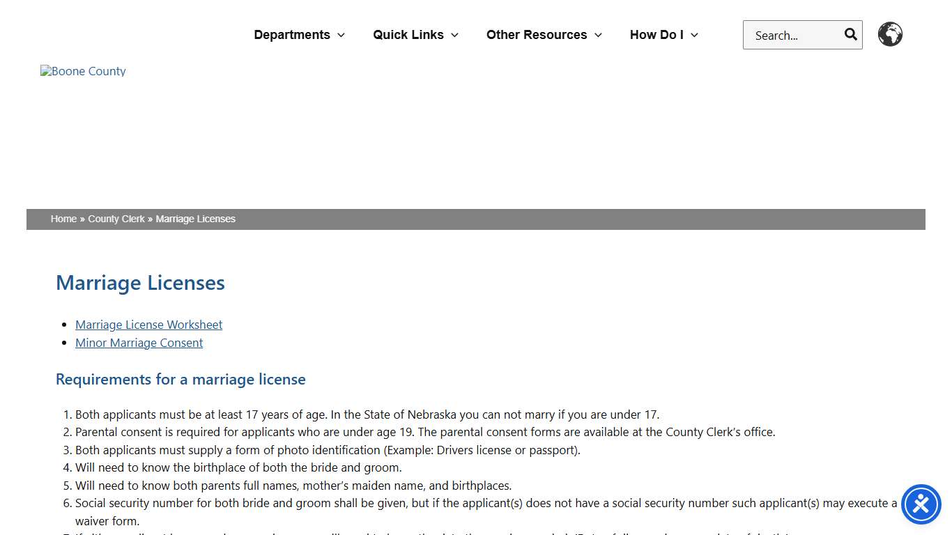 Marriage Licenses – Boone County